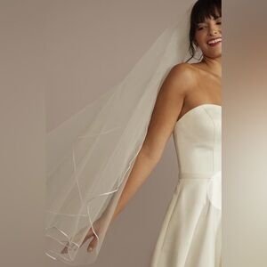 David’s bridal Soutache-Edge Tulle Mid-Length Veil